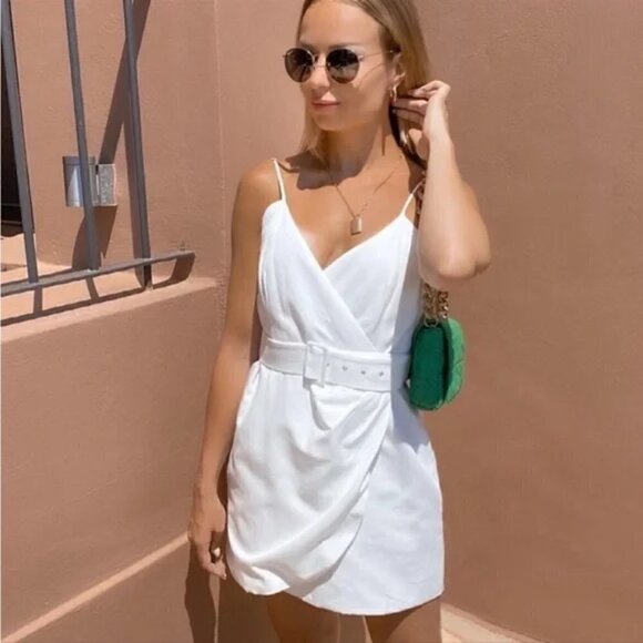 ZARA LINEN BLEND BELTED DRESS - Picture 7 of 8